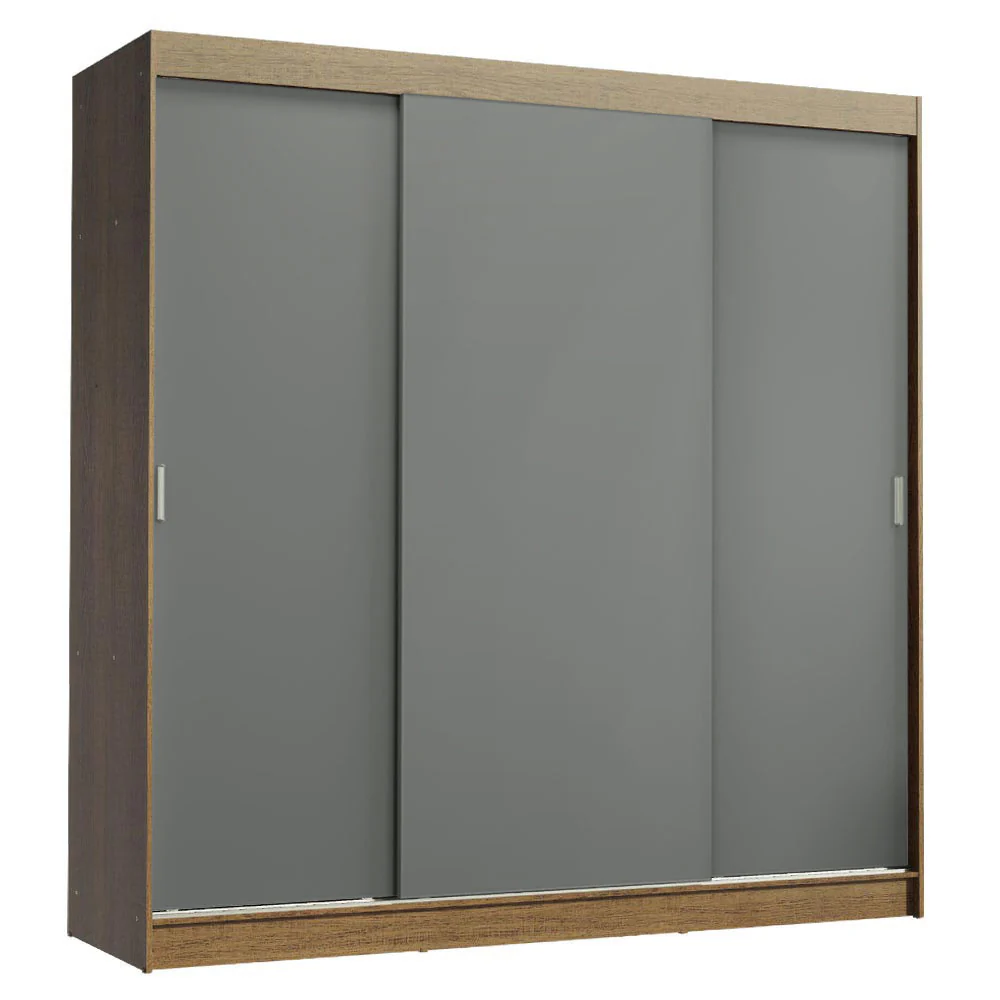 Guarda-Roupa Casal Madesa Reno 3 Portas de Correr Rustic/Cinza - Image 2