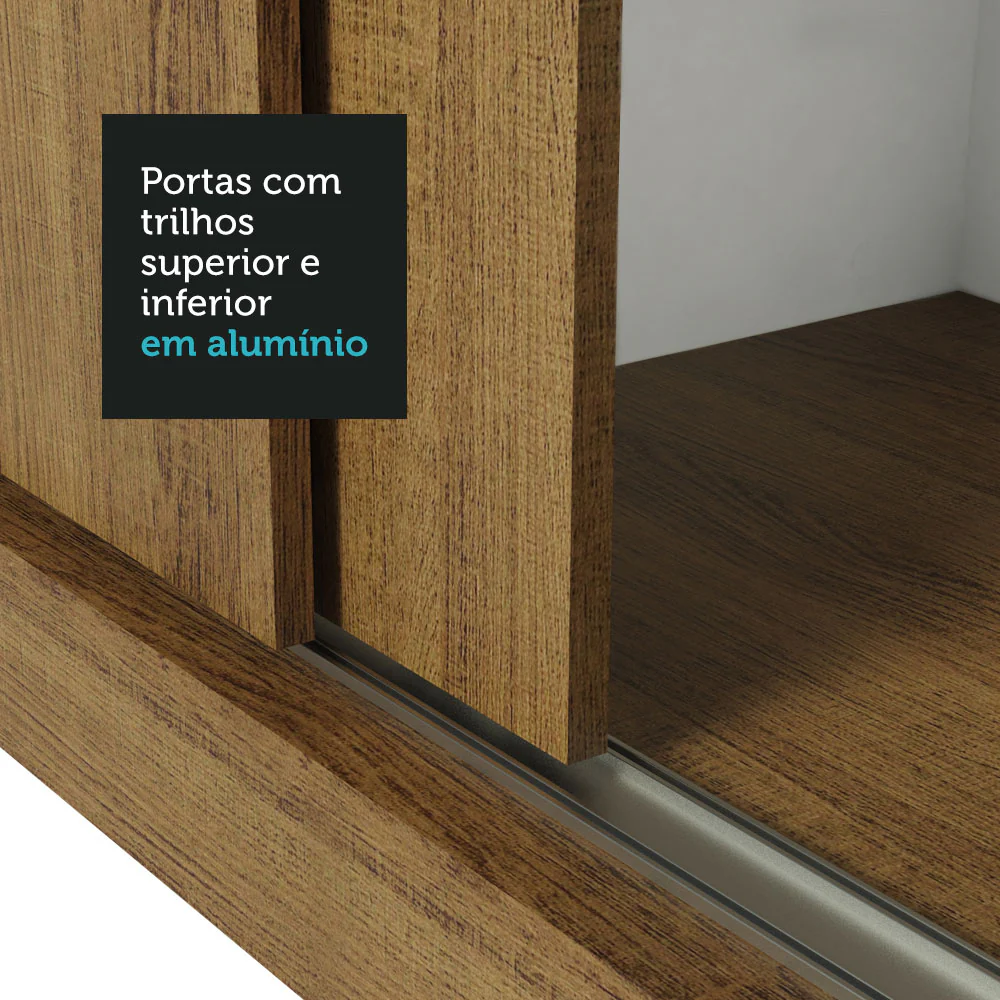 Guarda-Roupa Casal Madesa Reno 3 Portas de Correr com Espelhos Rustic - Image 7