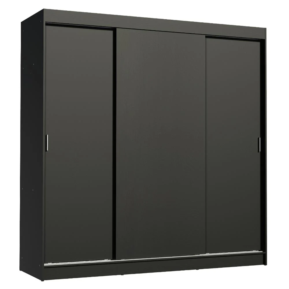 Guarda-Roupa Casal Madesa Reno 3 Portas de Correr Preto - Image 2