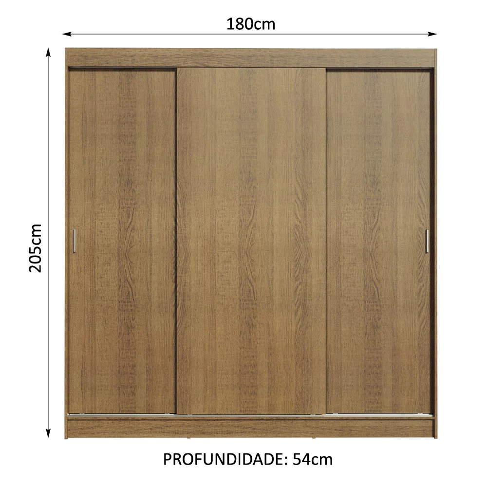 Guarda-Roupa Casal Madesa Reno 3 Portas de Correr Rustic - Image 3