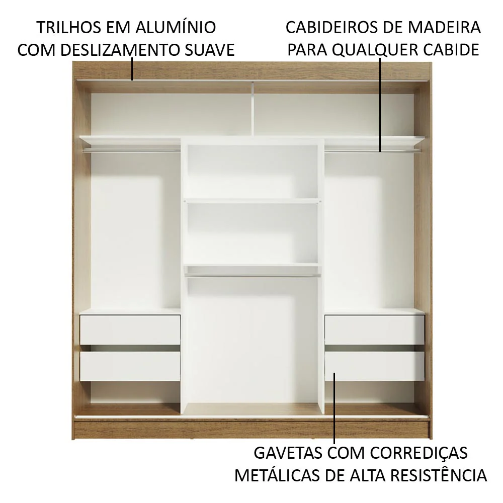 Guarda-Roupa Casal Madesa Reno 3 Portas de Correr Rustic - Image 5