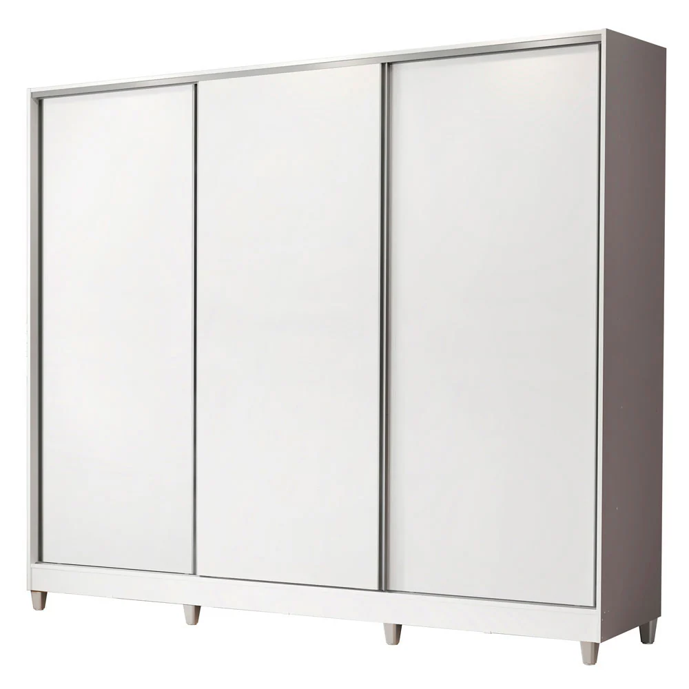 Guarda-Roupa Casal 100% MDF Madesa Royale 3 Portas de Correr com Pés Branco - Image 2