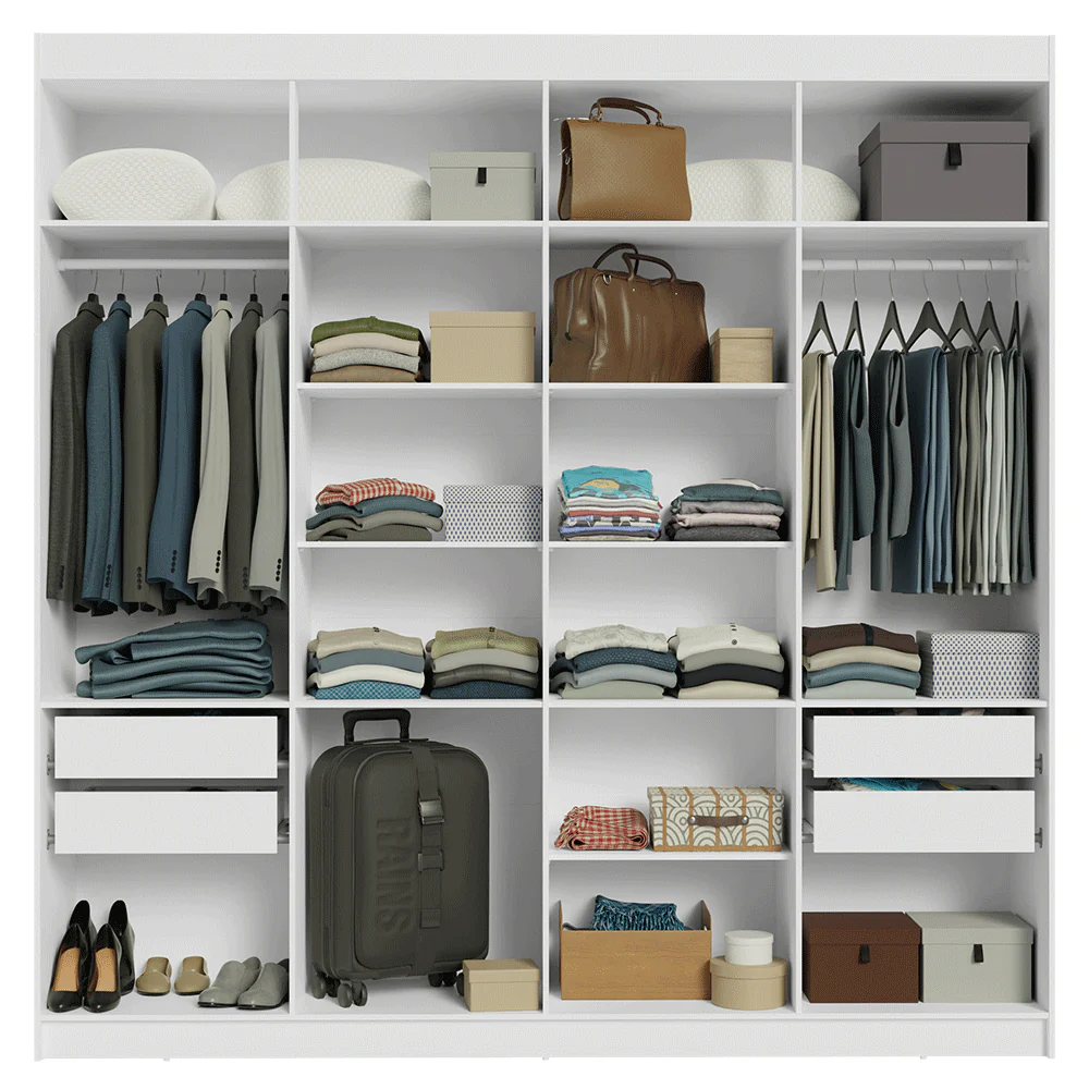 Guarda-Roupa Closet 4 Gavetas 216 cm Branco Venus Madesa - Image 8