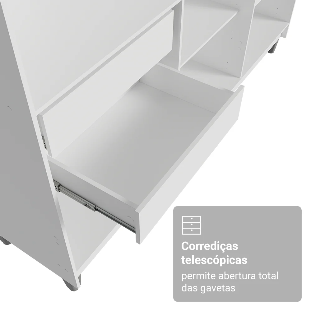 Guarda-Roupa Closet com Pés 4 Gavetas 180cm Branco Venus Madesa - Image 6