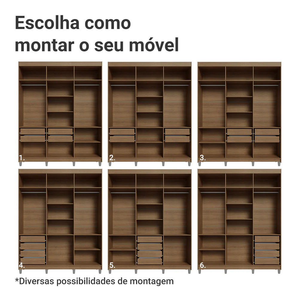 Guarda-Roupa Closet com Pés 4 Gavetas 180cm Rustic Venus Madesa - Image 5