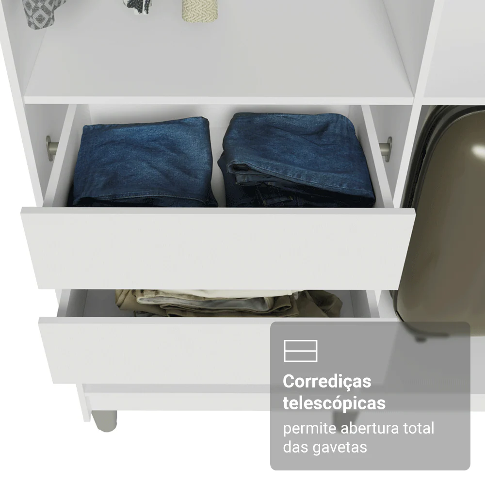 Guarda-Roupa Closet com Pés 4 Gavetas 216cm Branco Venus Madesa - Image 6