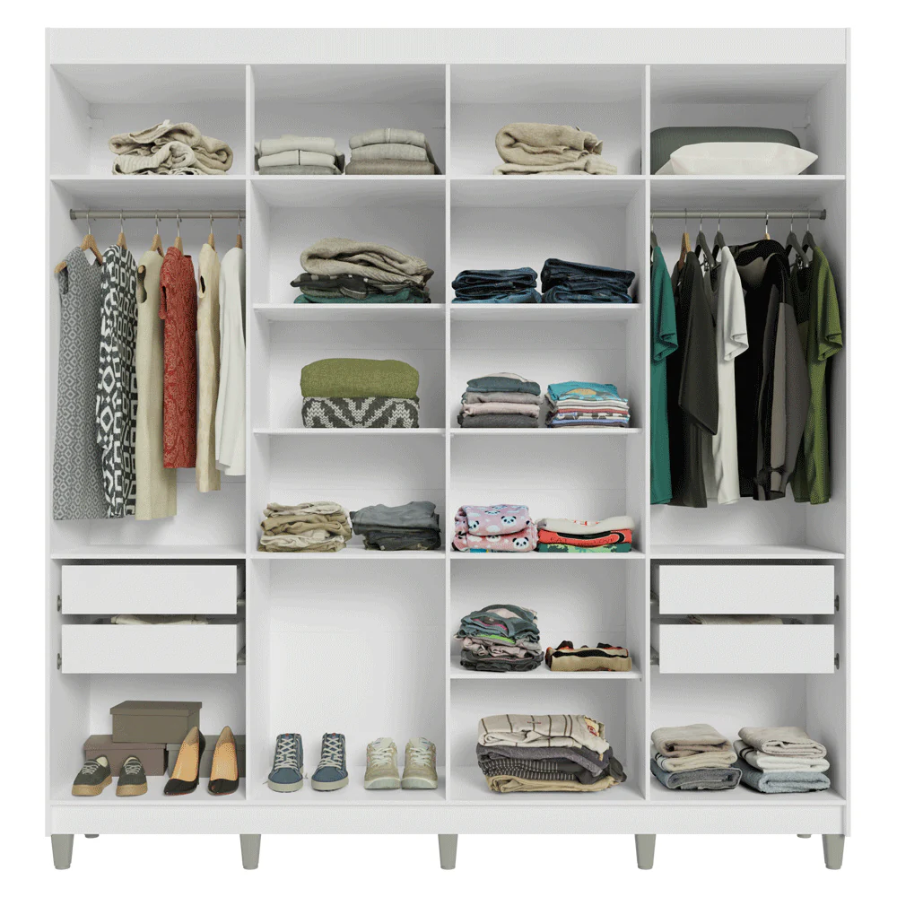 Guarda-Roupa Closet com Pés 4 Gavetas 216cm Branco Venus Madesa - Image 8