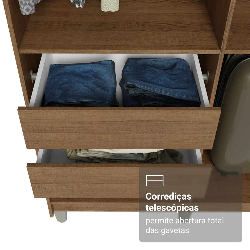 Guarda-Roupa Closet com Pés 4 Gavetas 216cm Rustic Venus Madesa - Image 6