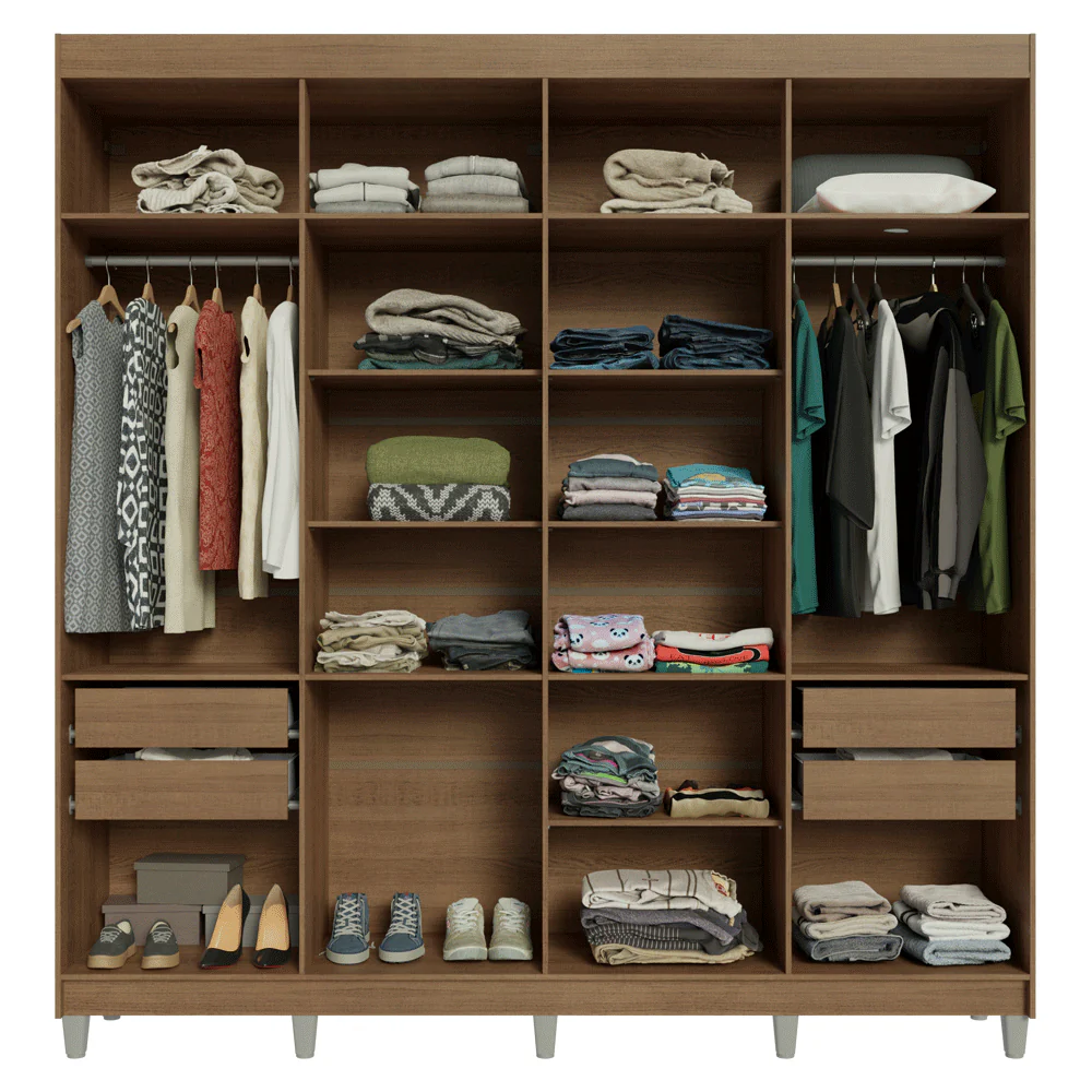 Guarda-Roupa Closet com Pés 4 Gavetas 216cm Rustic Venus Madesa - Image 8