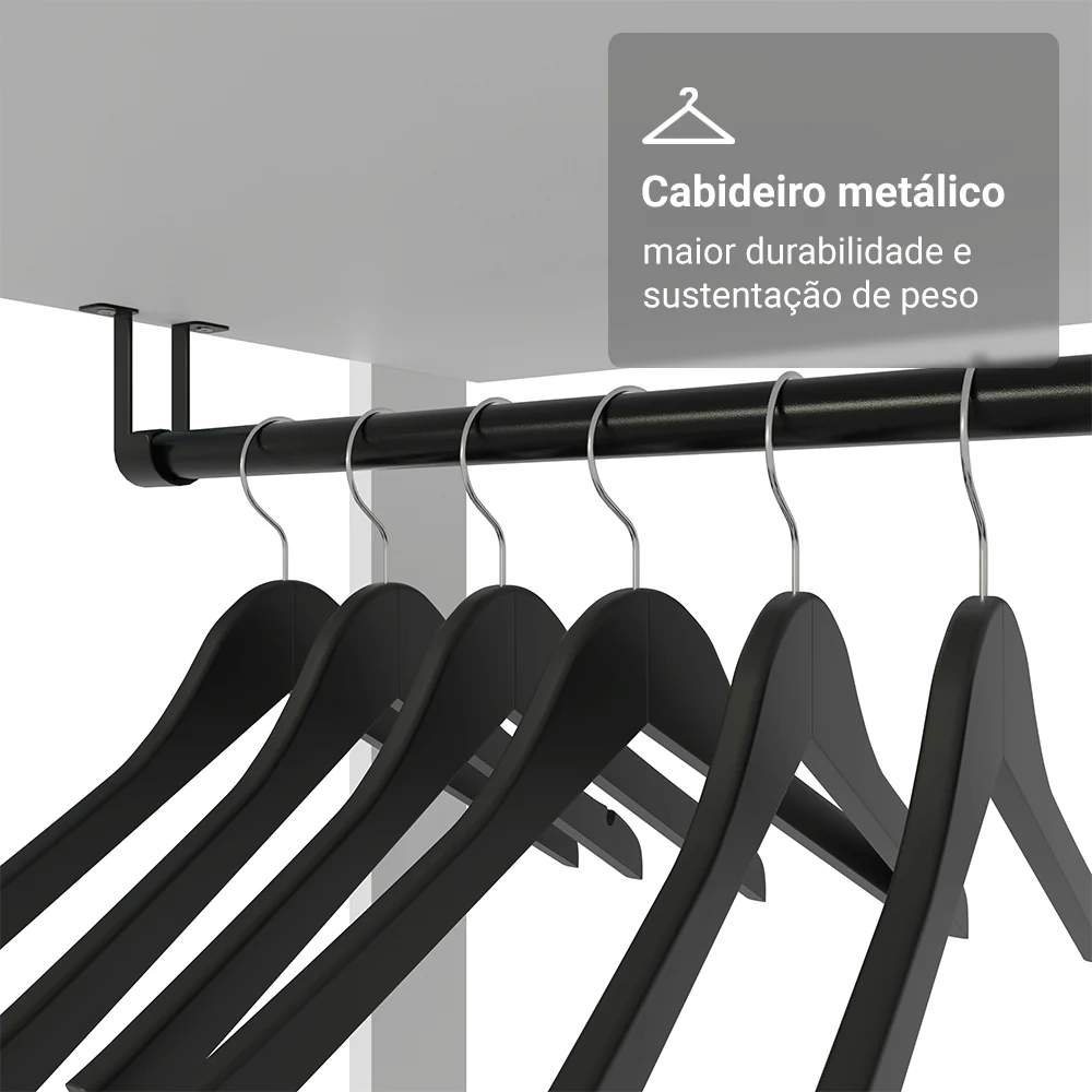 Guarda-Roupa Closet Modulado 2 Gavetas 247 cm Branco Valencia Madesa - Image 6