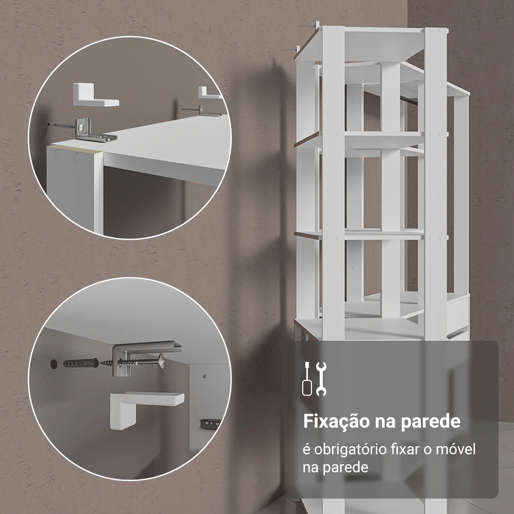 Guarda-Roupa Closet Modulado 2 Gavetas 4 Prateleiras 70cm Branco Valencia Madesa - Image 7