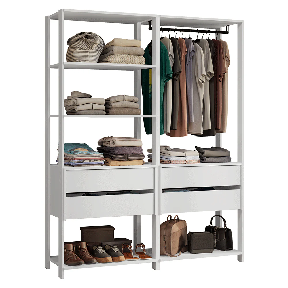 Guarda-Roupa Closet Modulado 4 Gavetas 140 cm Branco Valencia Madesa - Image 2