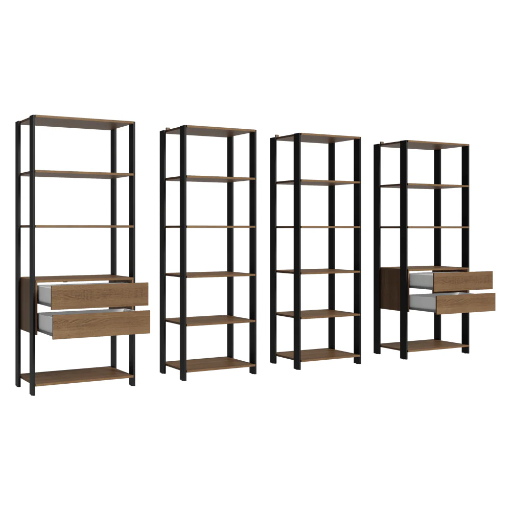 Guarda-Roupa Closet Modulado 4 Gavetas 18 Prateleiras 258cm Rustic/Preto Valencia Madesa - Image 5