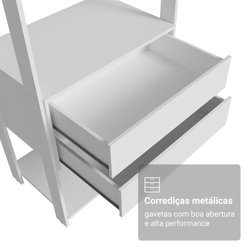 Guarda-Roupa Closet Modulado 4 Gavetas 258 cm Branco Valencia Madesa 01 - Image 5