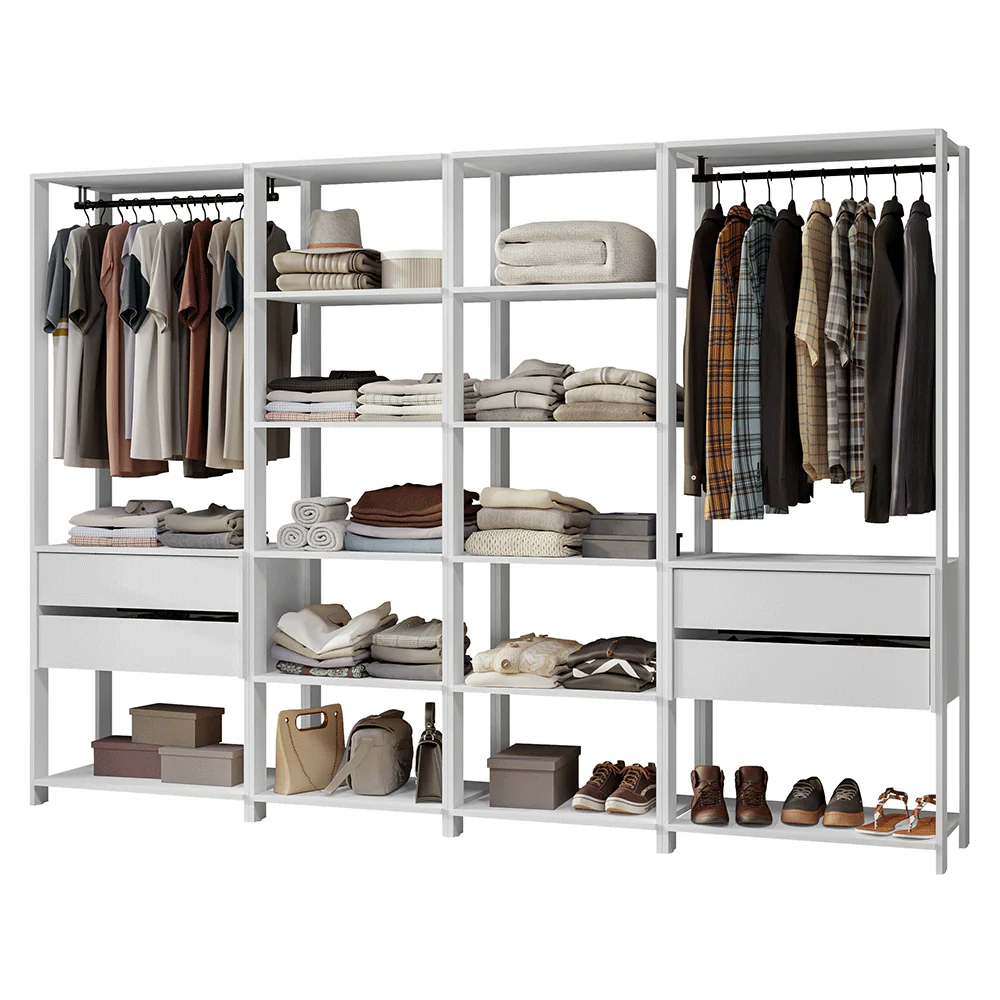 Guarda-Roupa Closet Modulado 4 Gavetas 258 cm Branco Valencia Madesa 02 - Image 2