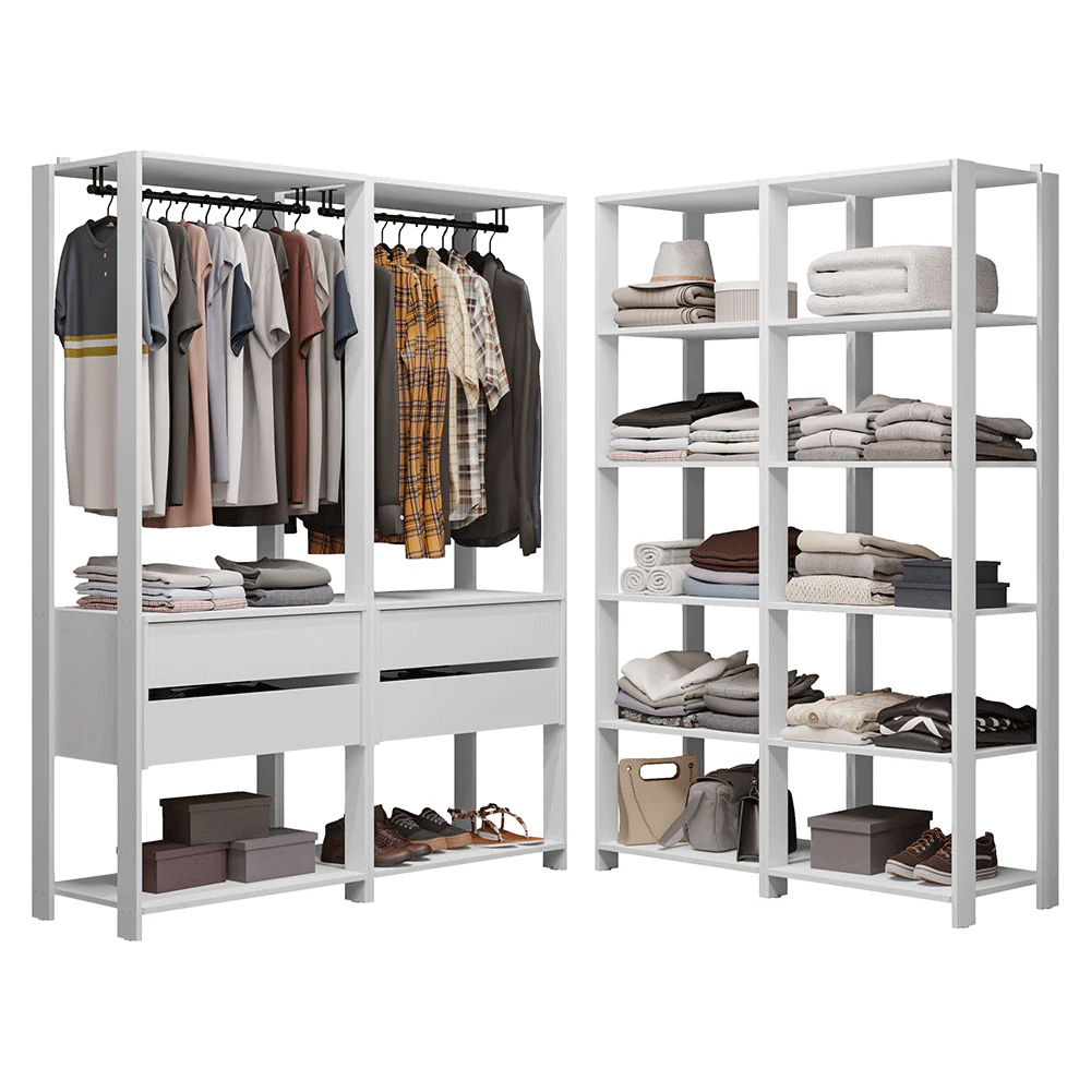 Guarda-Roupa Closet Modulado 4 Gavetas 258 cm Branco Valencia Madesa 03 - Image 2