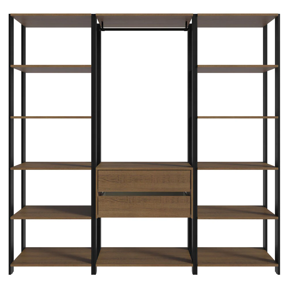 Guarda-Roupa Closet Modulado Valencia 2 Gavetas 188cm Rustic/Preto Madesa 01 - Image 8