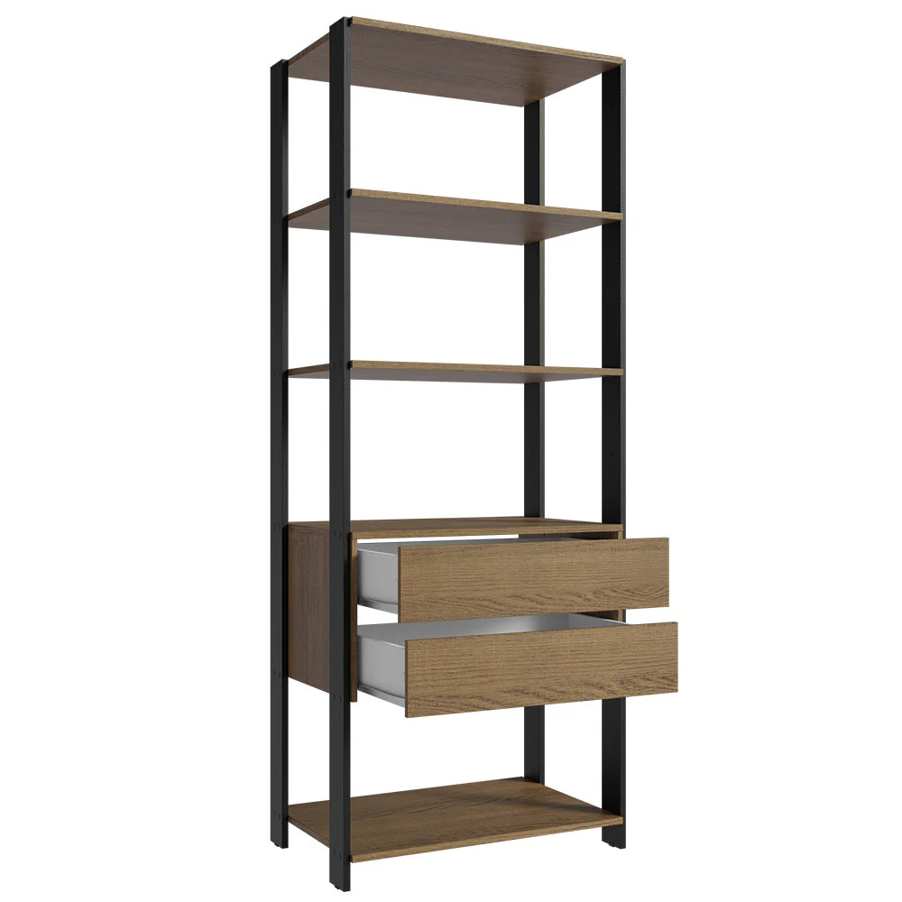 Guarda-Roupa Closet Modulado 2 Gavetas 4 Prateleiras 70cm Rustic/Preto Valencia Madesa - Image 4