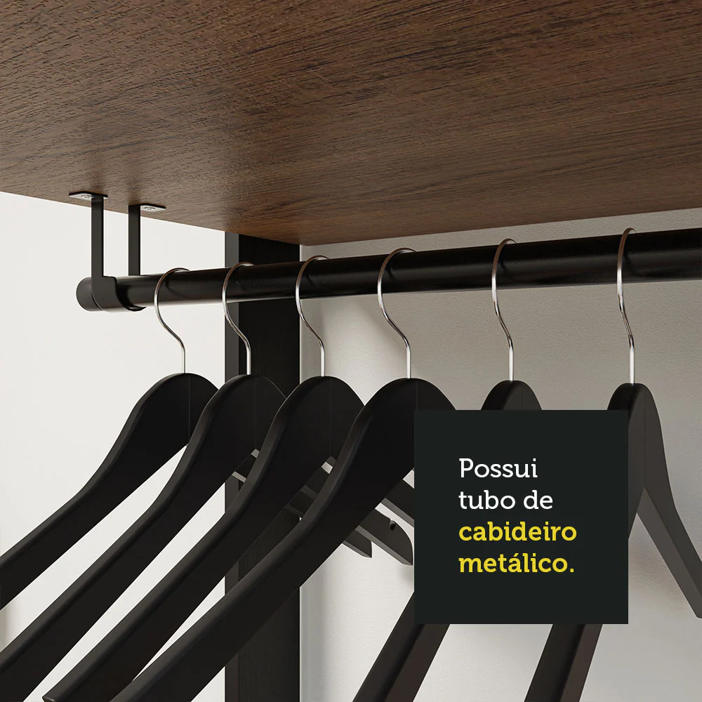 Guarda-Roupa Closet Modulado Valencia 4 Gavetas 258cm Rustic/Preto Madesa 02 - Image 7