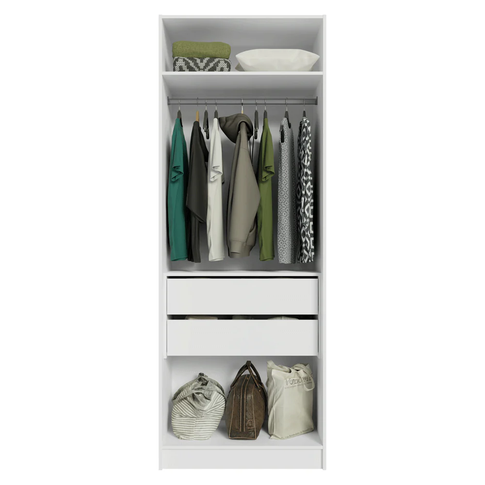 Guarda-Roupa Modulado 2 Portas com Espelho 2 Gavetas 1 Cabideiro Branco Neo Madesa - Image 4