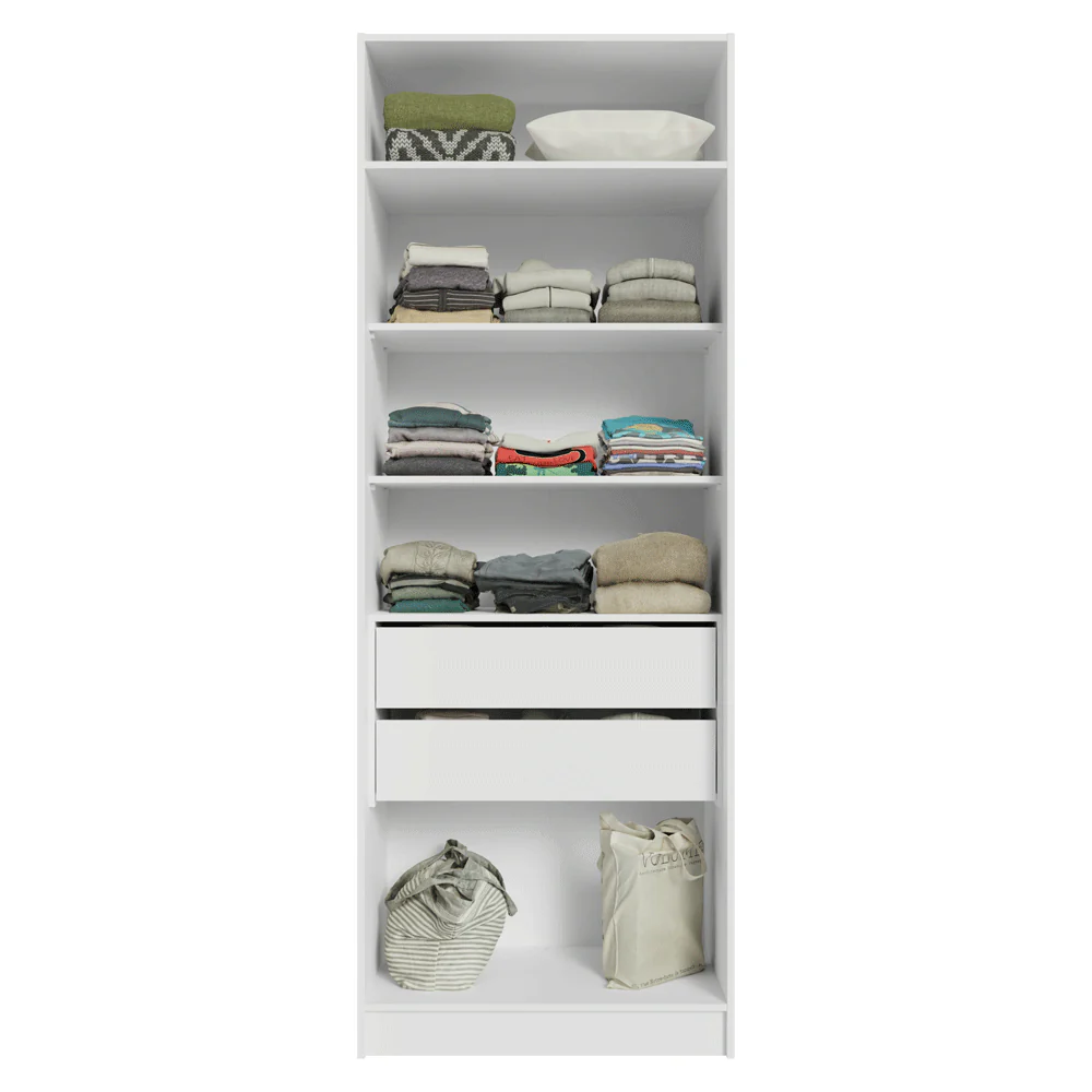 Guarda-Roupa Modulado 2 Portas com Espelho 2 Gavetas 4 Prateleiras Branco Neo Madesa - Image 4