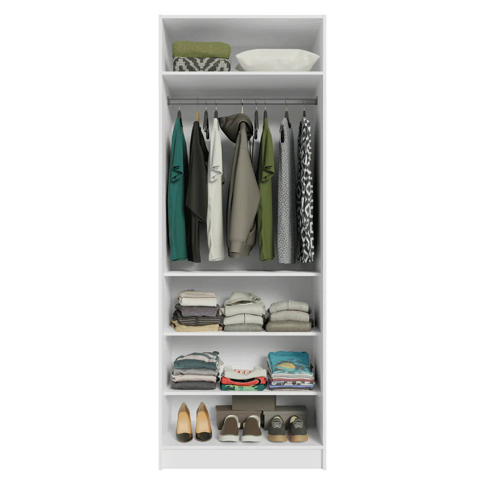 Guarda-Roupa Modulado 2 Portas com Espelho 4 Prateleiras 1 Cabideiro Branco Neo Madesa - Image 5