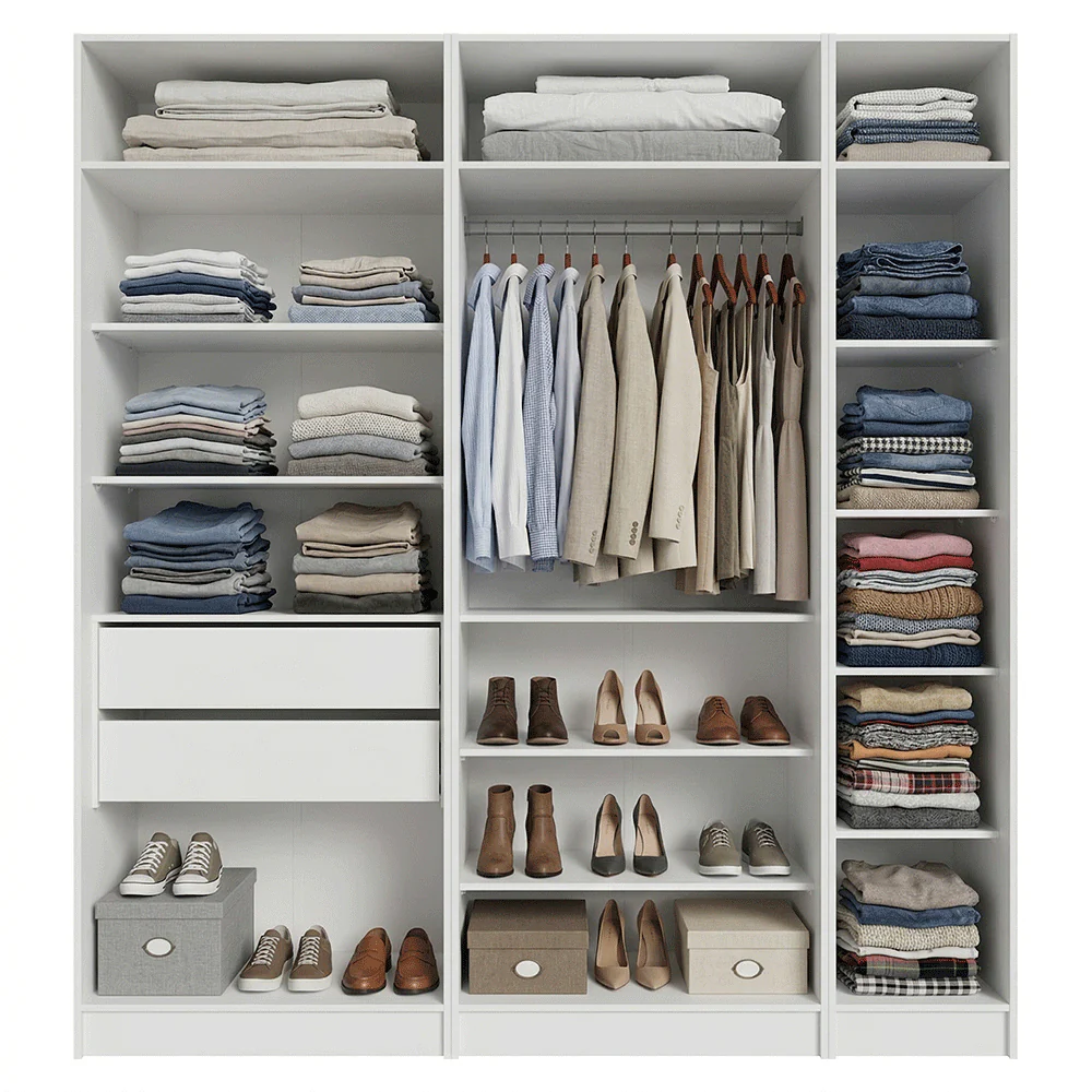 Guarda-Roupa Modulado 200 cm 5 Portas com Espelhos 2 Gavetas Branco Neo Madesa 02 - Image 5