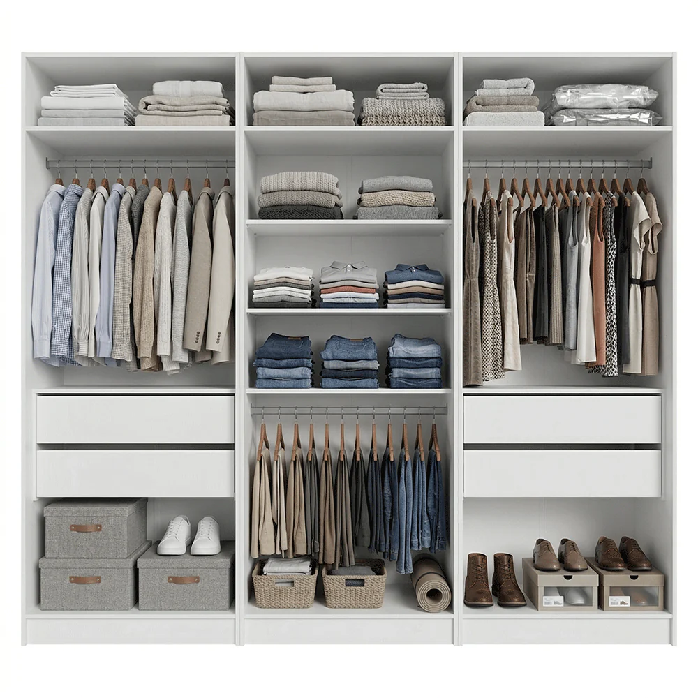 Guarda-Roupa Modulado 240 cm 6 Portas com Espelhos 4 Gavetas Branco Neo Madesa 02 - Image 5