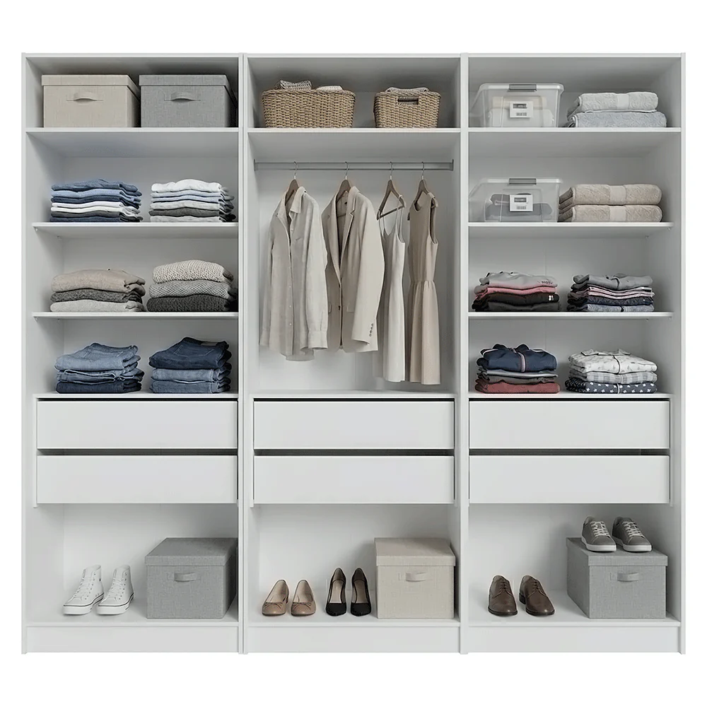 Guarda-Roupa Modulado 240 cm 6 Portas com Espelhos 6 Gavetas Branco Neo Madesa 04 - Image 5