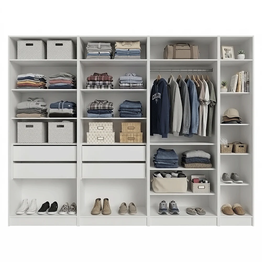 Guarda-Roupa Modulado 280 cm 7 Portas com Espelhos 4 Gavetas Branco Neo Madesa 01 - Image 5