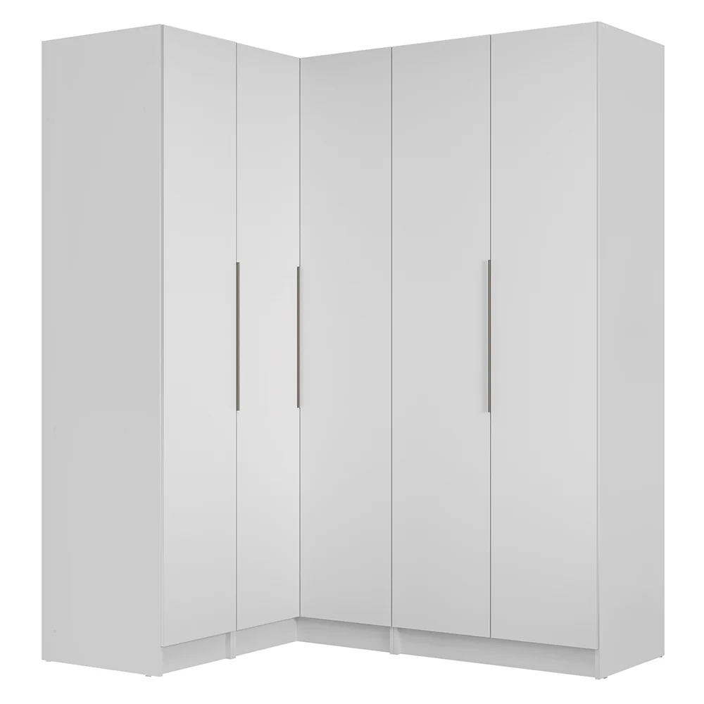 Guarda-Roupa Modulado de Canto 310 cm 5 Portas 2 Gavetas Branco Neo Madesa 01 - Image 2