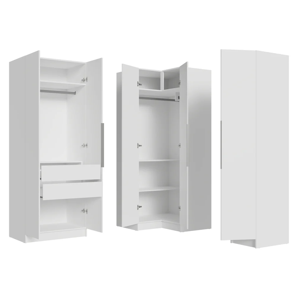 Guarda-Roupa Modulado de Canto 310 cm 5 Portas 2 Gavetas Branco Neo Madesa 02 - Image 12