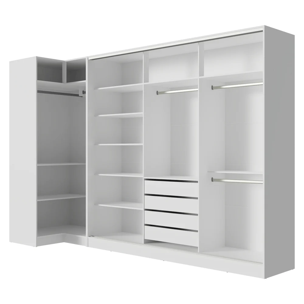 Guarda-Roupa Modulado Neo + Guarda-Roupa Royale 3 Portas de Correr Branco Madesa - Image 11