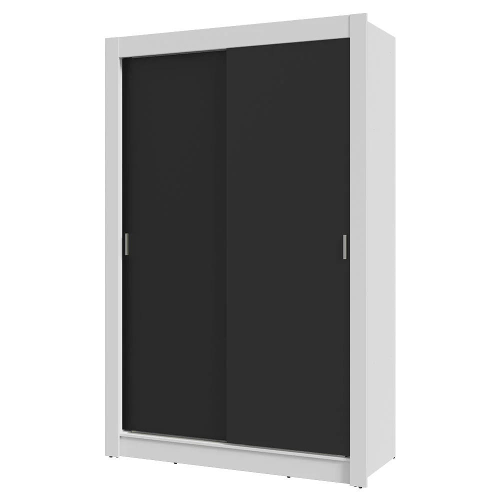 Guarda-Roupa Solteiro 2 Portas de Correr 2 Gavetas Branco/Preto Vivare Madesa - Image 2