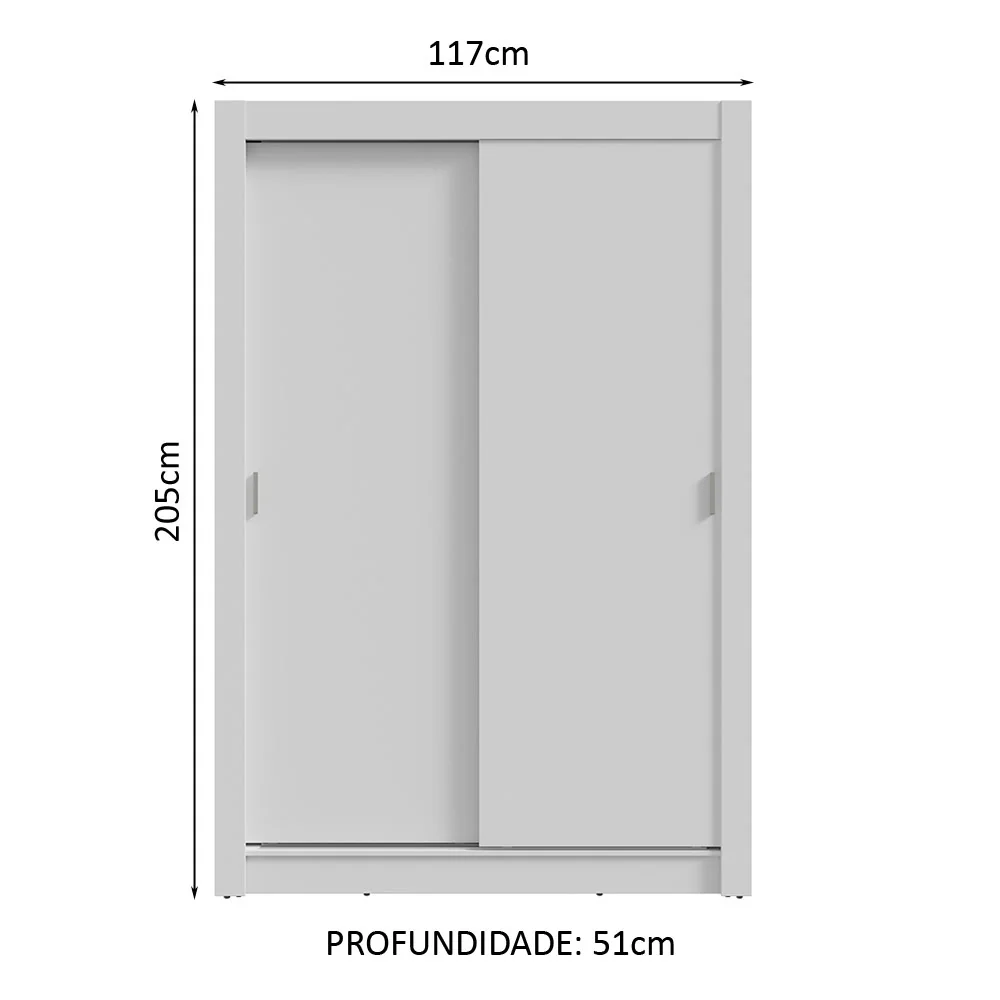 Guarda-Roupa Solteiro 2 Portas de Correr 2 Gavetas Branco Vivare Madesa - Image 3