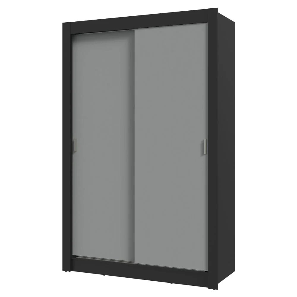 Guarda-Roupa Solteiro 2 Portas de Correr 2 Gavetas Preto/Cinza Vivare Madesa - Image 2