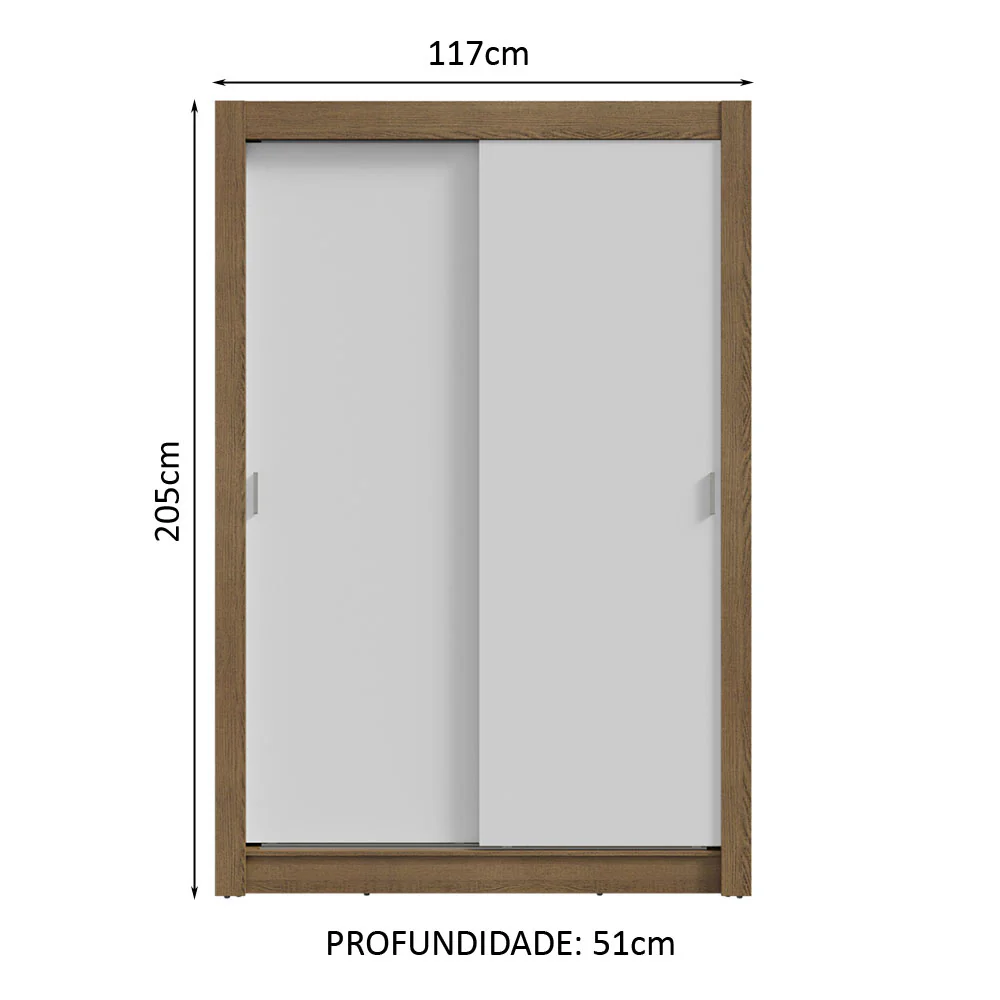Guarda-Roupa Solteiro 2 Portas de Correr 2 Gavetas Rustic/Branco Vivare Madesa - Image 3