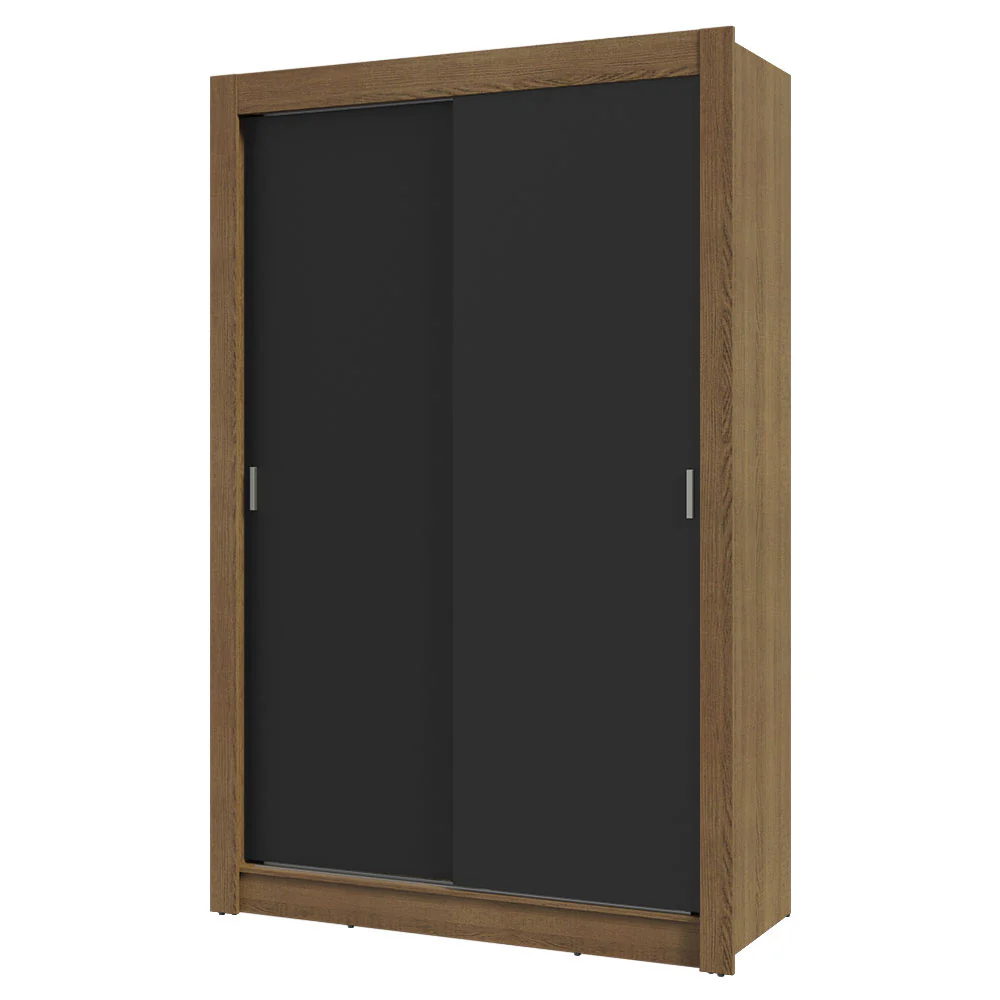 Guarda-Roupa Solteiro 2 Portas de Correr 2 Gavetas Rustic/Preto Vivare Madesa - Image 2