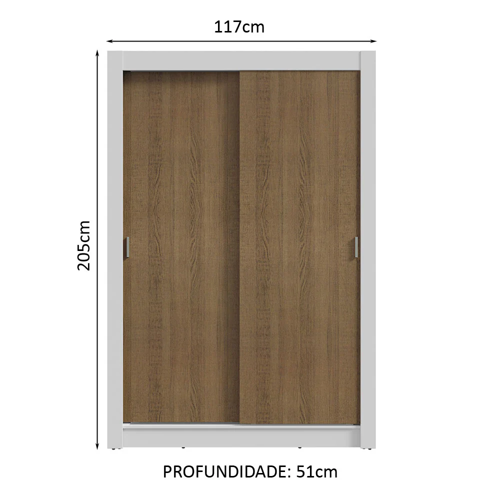 Guarda-Roupa Solteiro 2 Portas de Correr 4 Gavetas Branco/Rustic Vivare Plus Madesa - Image 3