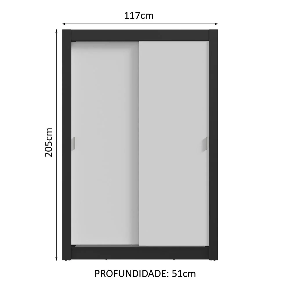 Guarda-Roupa Solteiro 2 Portas de Correr 4 Gavetas Preto/Branco Vivare Plus Madesa - Image 3