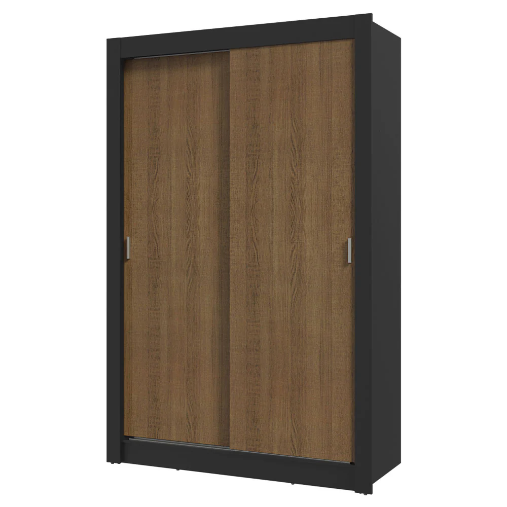 Guarda-Roupa Solteiro 2 Portas de Correr 4 Gavetas Preto/Rustic Vivare Plus Madesa - Image 2