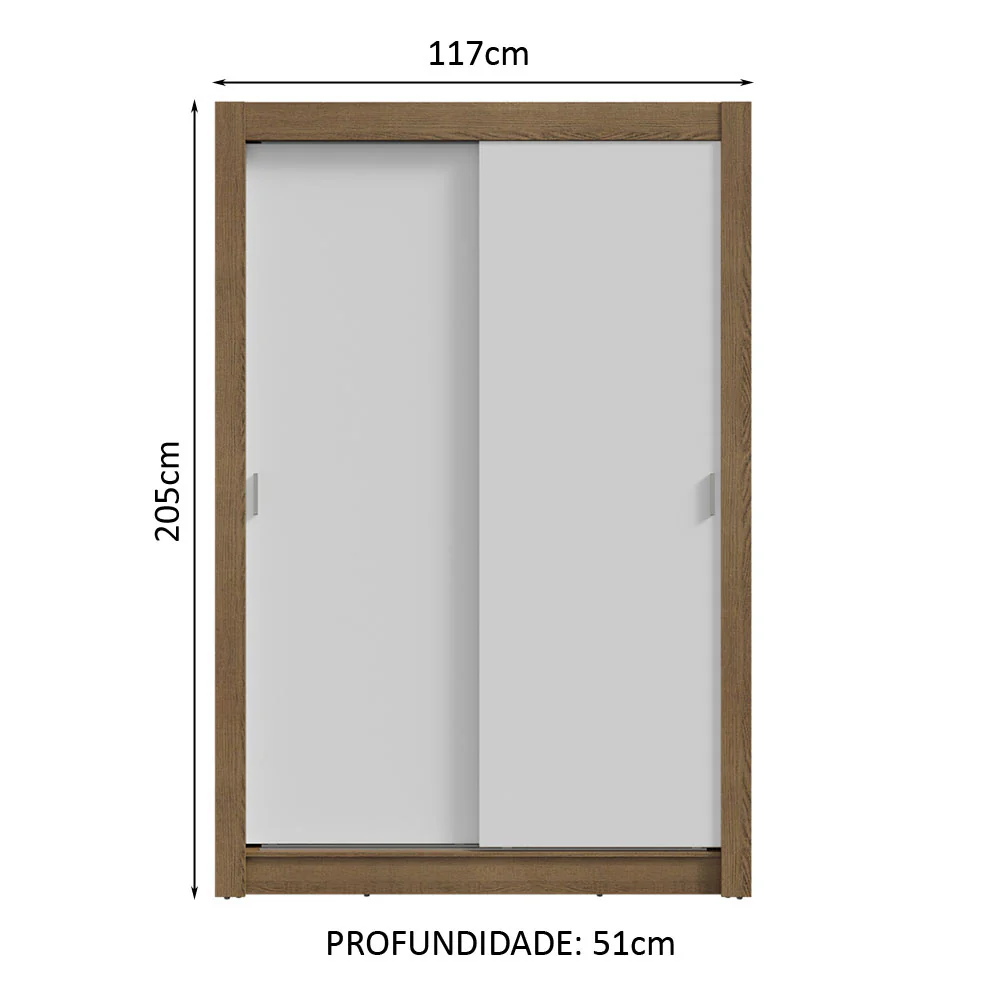 Guarda-Roupa Solteiro 2 Portas de Correr 4 Gavetas Rustic/Branco Vivare Plus Madesa - Image 3