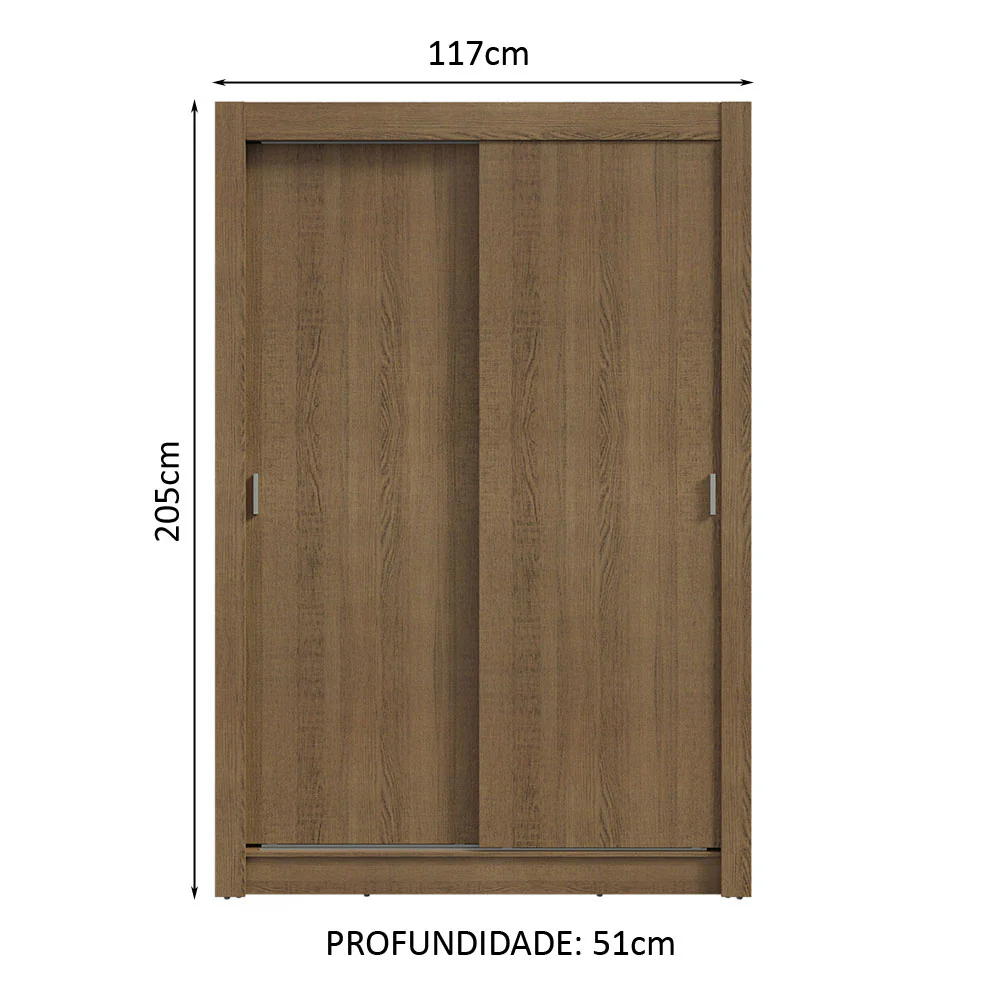 Guarda-Roupa Solteiro 2 Portas de Correr 4 Gavetas Rustic Vivare Plus Madesa - Image 3