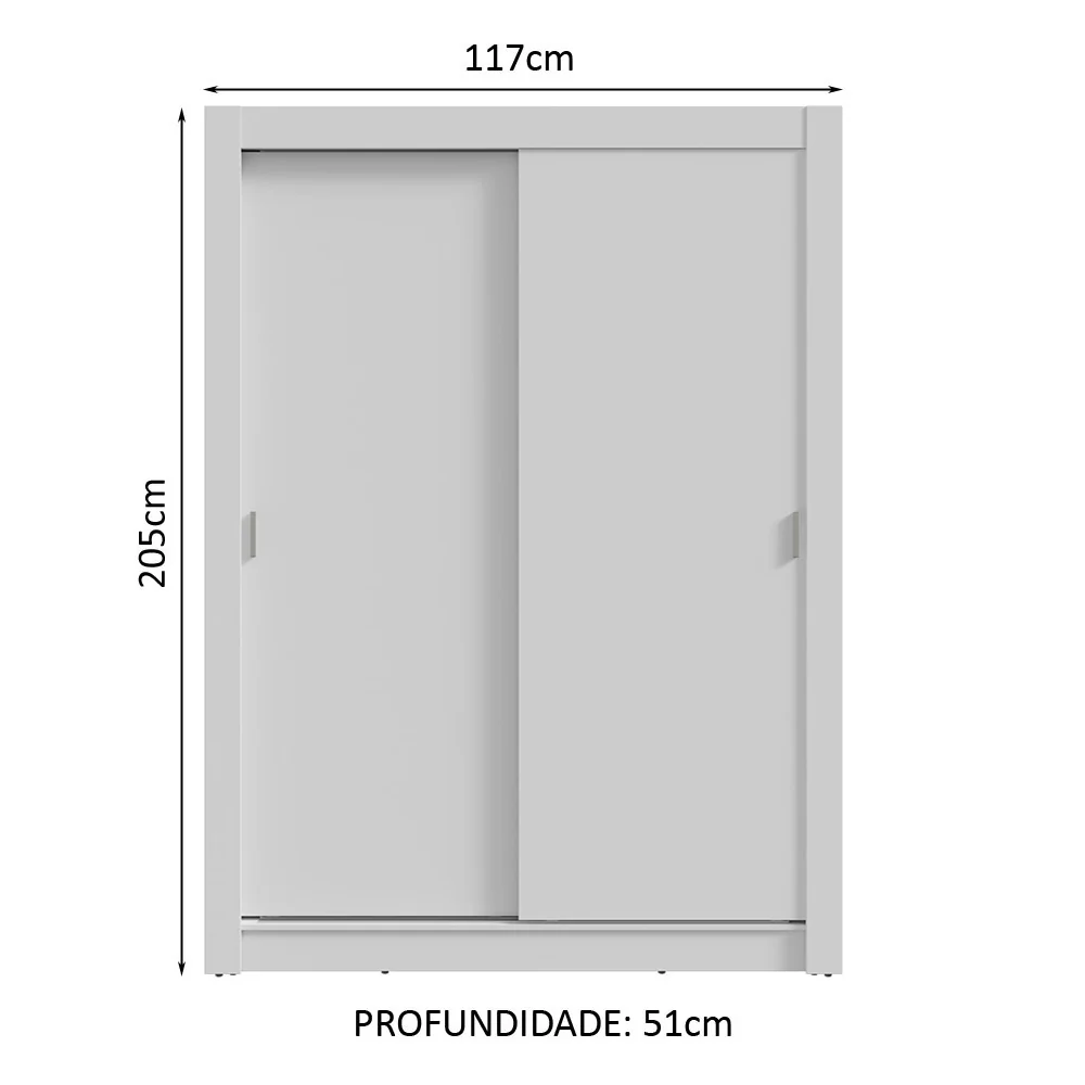 Guarda-Roupa Solteiro 2 Portas de Correr Branco Milano Madesa - Image 3