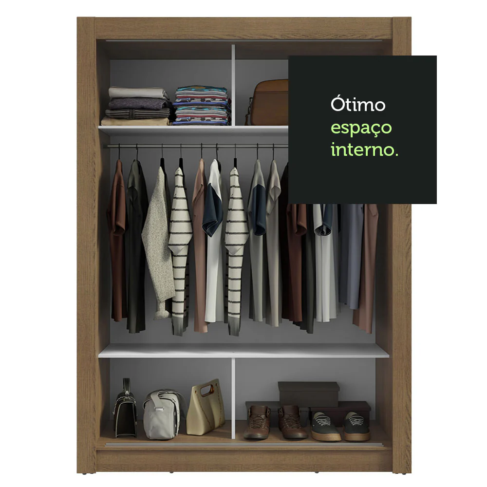 Guarda-Roupa Solteiro 2 Portas de Correr com Espelho Rustic/Preto Milano Madesa - Image 8