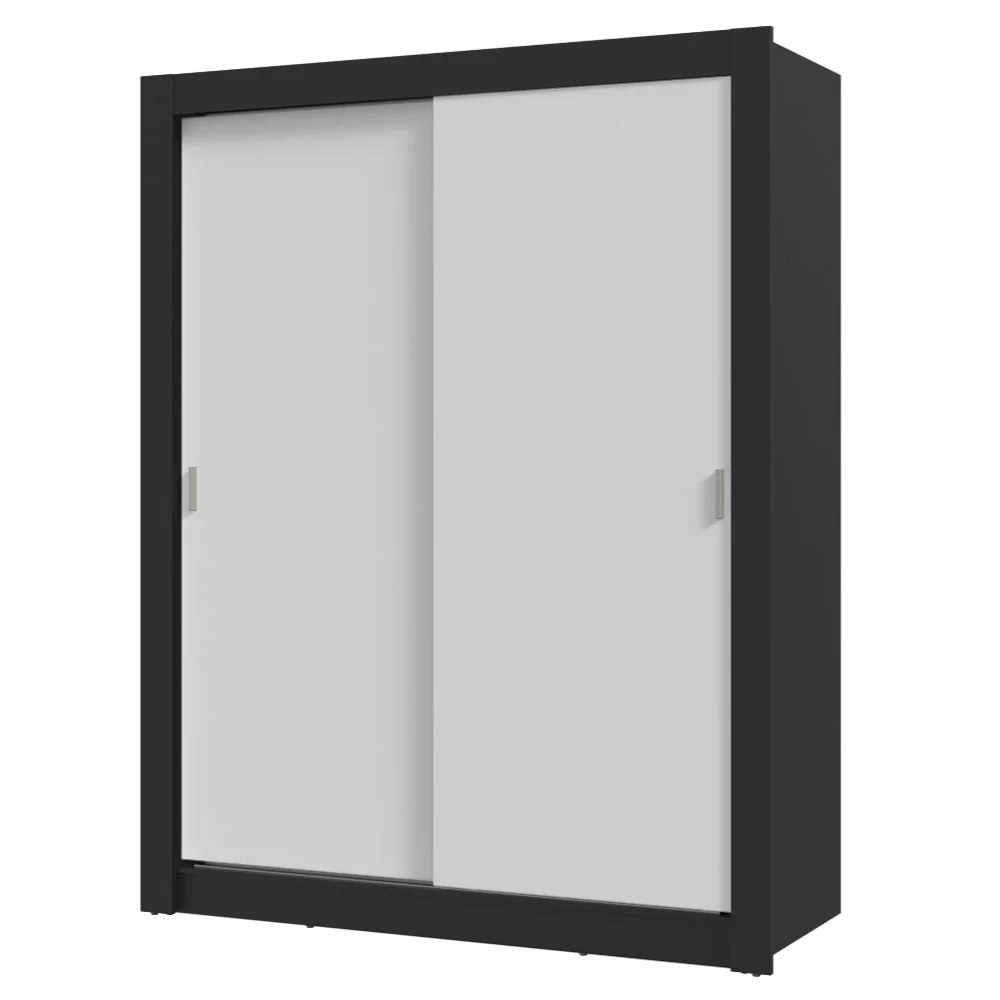Guarda-Roupa Solteiro 2 Portas de Correr Preto/Branco Milano Madesa - Image 2