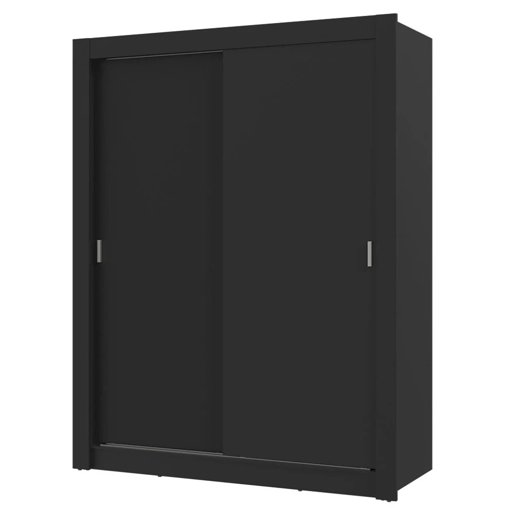 Guarda-Roupa Solteiro 2 Portas de Correr Preto Milano Madesa - Image 2