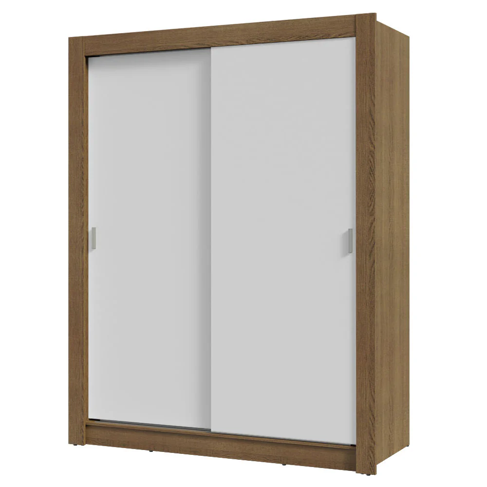 Guarda-Roupa Solteiro 2 Portas de Correr Rustic/Branco Milano Madesa - Image 2