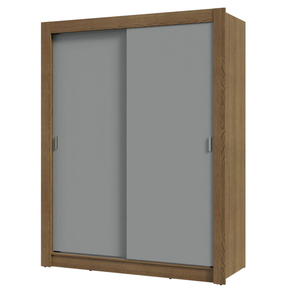 Guarda-Roupa Solteiro 2 Portas de Correr Rustic/Cinza Milano Madesa - Image 2