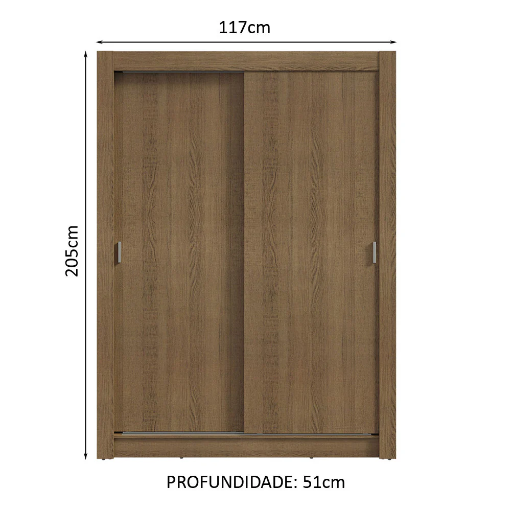 Guarda-Roupa Solteiro 2 Portas de Correr Rustic Milano Madesa - Image 3